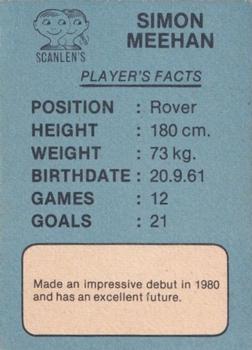 1981 Scanlens VFL #166 Simon Meehan Back